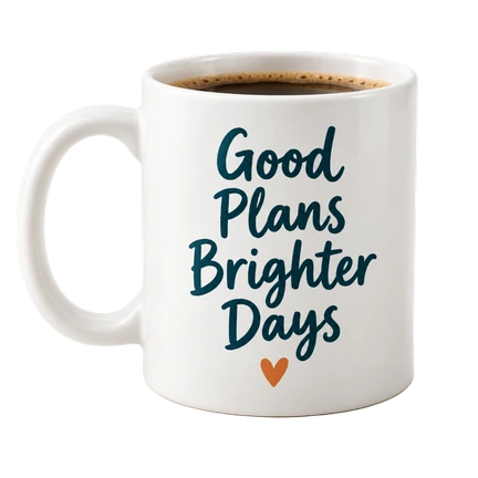 Coffee mug reading Good Plans Brighter Days